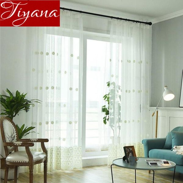 

curtain & drapes white sheer sun flower for living room fabric tulle voile drape kitchen treatment rustic m&074#40