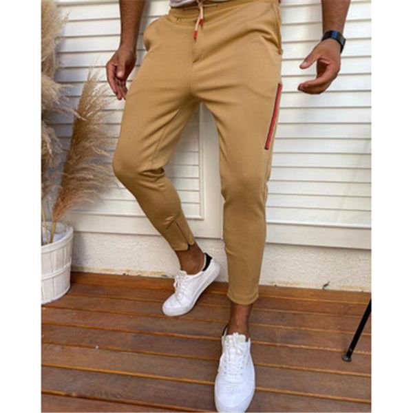 

mens solid color skinny sweatpants fashion occident trend hip hop high street sports pencil pant spring male skateboard casual slim trousers, Black
