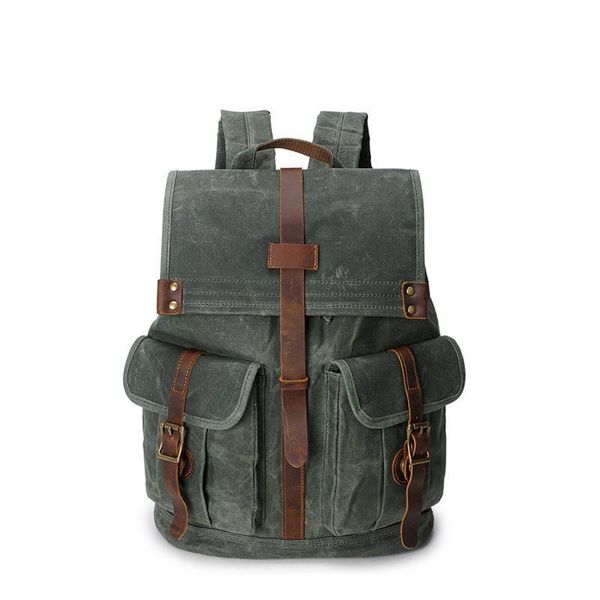 

backpack retro men's bag waterproof oil wax canvas travel school bags pack