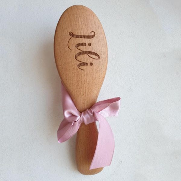 

wooden baby hair brush boys girls shower gift born head massager party favor