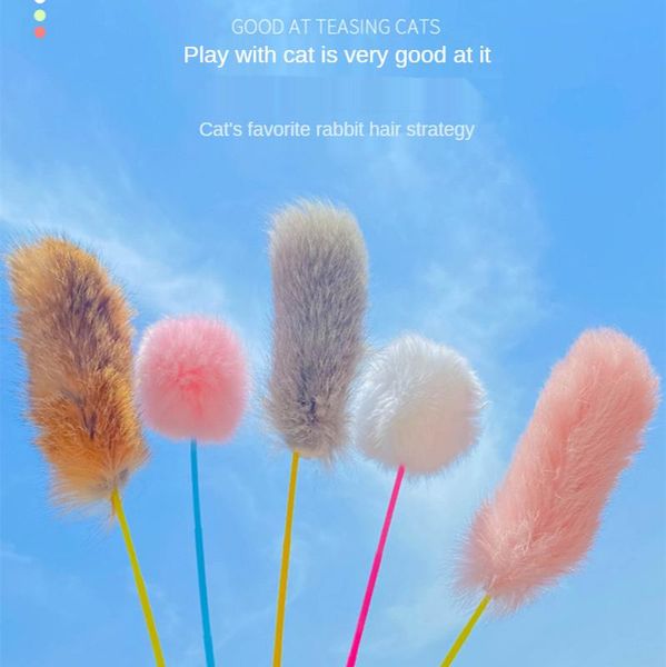 

simulation fur funny cat stick toys bite resistant toy supplies accessories feather