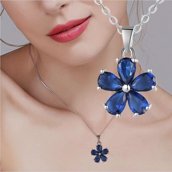 

6 colors fashion flower necklace for women pendant necklace gift party accessories necklace jewelry wholesale, Silver
