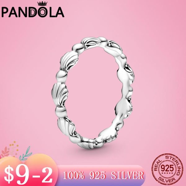 

cluster rings 2021 summer 925 sterling silver beaded seashell band ring for women brand original jewelry gift, Golden;silver