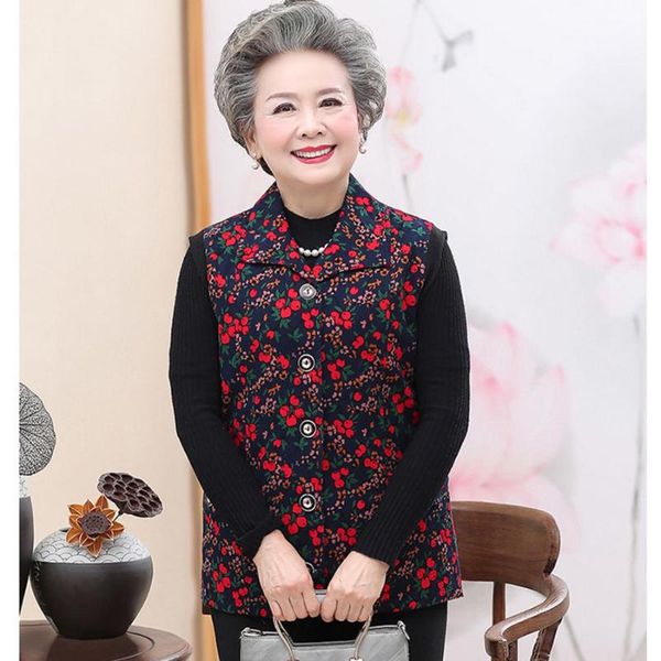 

women's vests middle-aged vest shoulder warm mother color large size p6008j01, Black;white