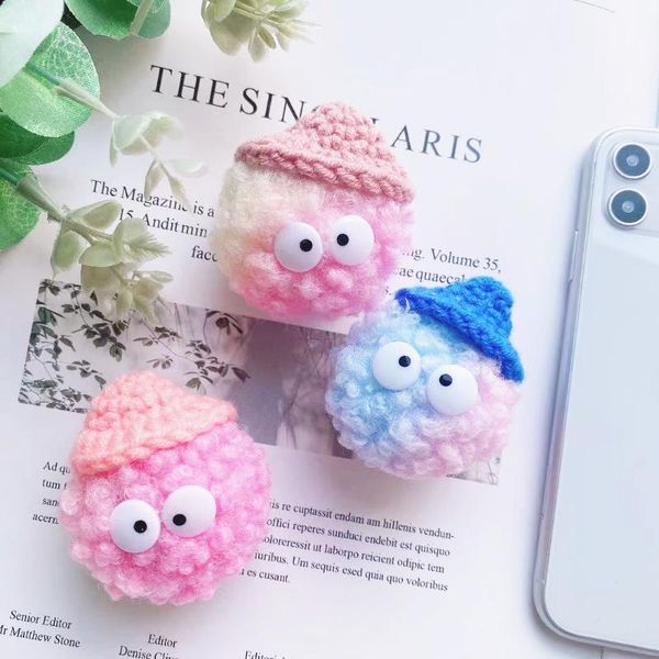 

cell phone mounts & holders plush rainbow fur ball cap retractable folding mobile anti-fall bracket cartoon creative gift deskuniversal