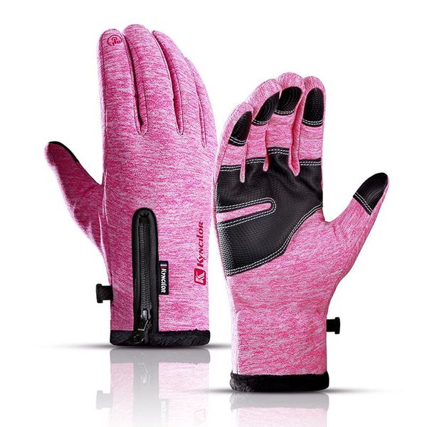 

cycling gloves 5 fingers touch screen road bike winter thermal fleece sport glove mtb motorcycle bicycle full finger women, Black