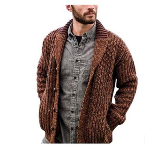 

men's sweaters autumn/winter 2021 europe-usa style oversize knit outerwear men/youth acrylic lapel solid single-breasted cardigan sweat, White;black