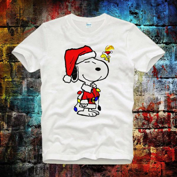 

snoopy peanuts christmas santa dog xmas ideal gift tee t shirt b663, White;black