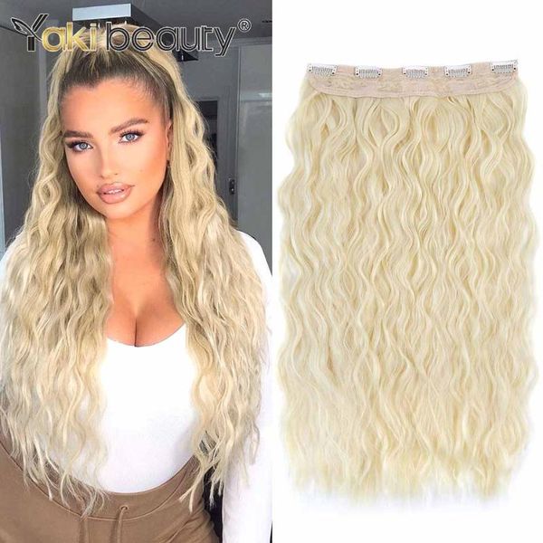 

synthetic wigs long curly 5 clips in one piece hair natural for women invisible fluffy false by yaki beauty, Black