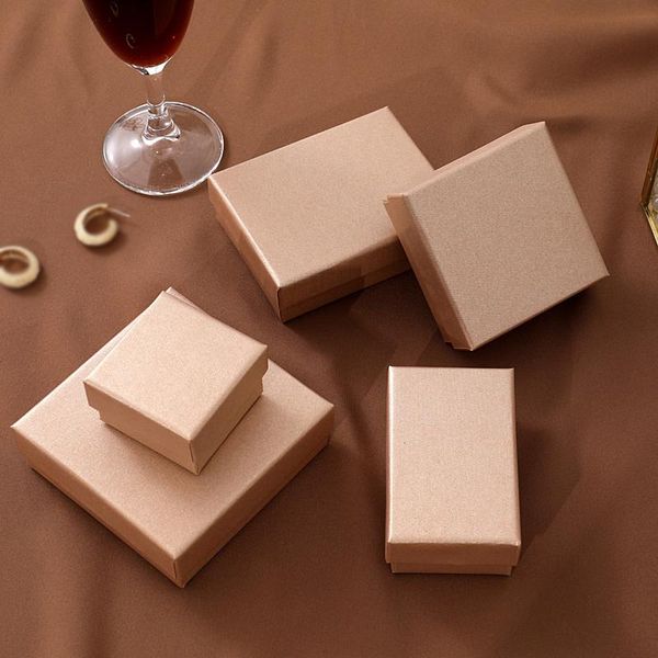 

gift wrap box champagne gold ring earrings necklace jewelry handmade diy favor and christmas party wedding decoration