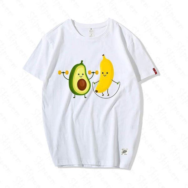 

summer cute avocado women t shirts cap sleeve casual small fruit short sports cartoon printed clothes tees, White