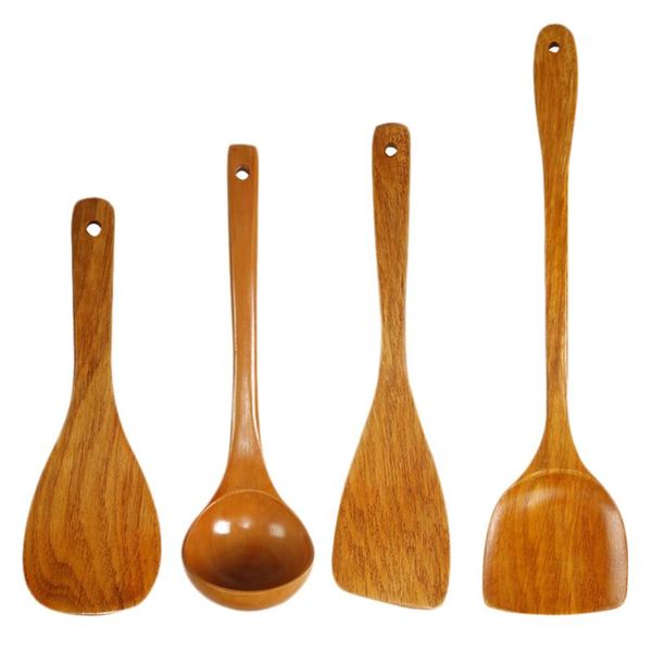

set of wooden cookware wood spatulas cooking tools for home spoons