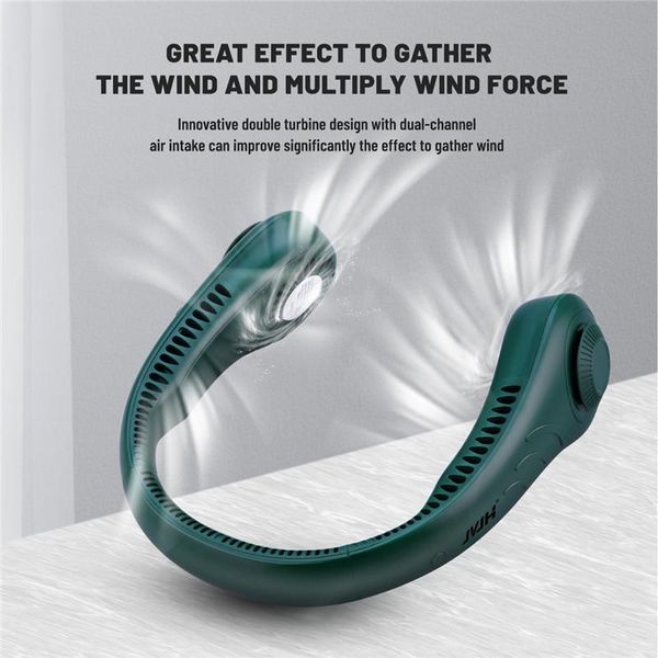 

electric fans portable silent mini fan leafless hanging neck all-side wind lazy air cooler cooling wearable neckband