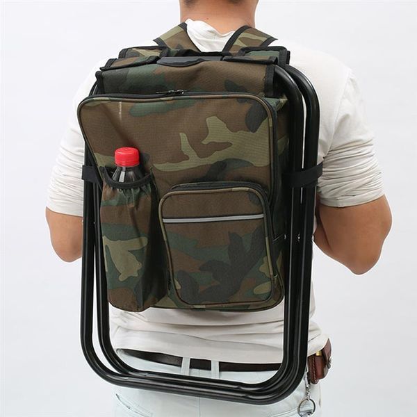 

storage bags 1set folding camping fishing chair stool with cooler insulated picnic bag hiking seat camouflage table
