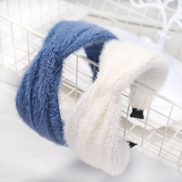 

women headbands winter autumn plush hairbands warm wide white fluffy hair band accessories for girls