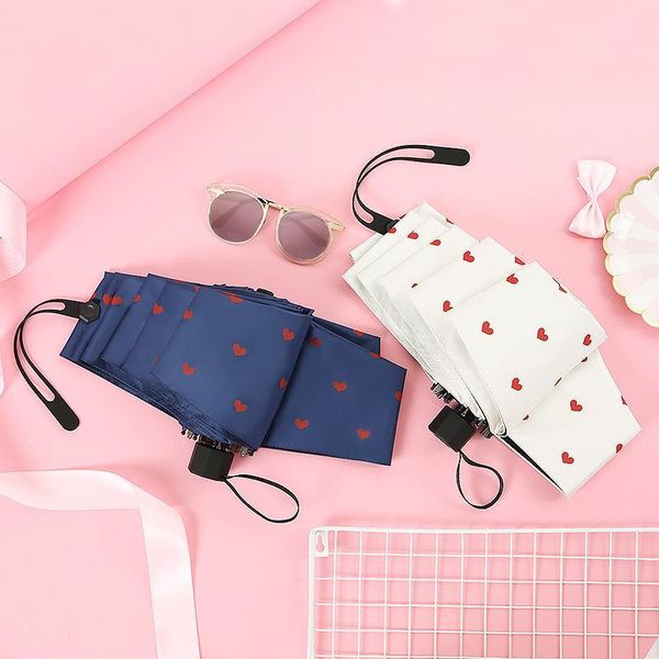

umbrellas portable travel girl mini pocket cute parasol small 3 folding sunny rain anti-uv paraguas female parapluie
