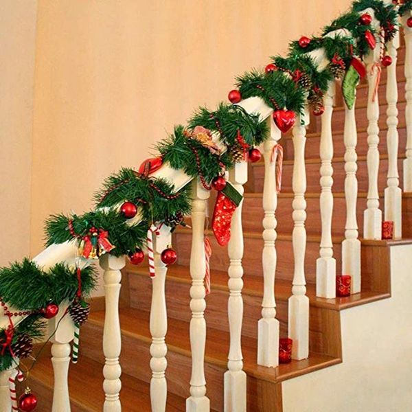 

decorative flowers & wreaths 3pcs 5.5m christmas decor for year green garland wreath xmas party artificial tree rattan banner hanging orname