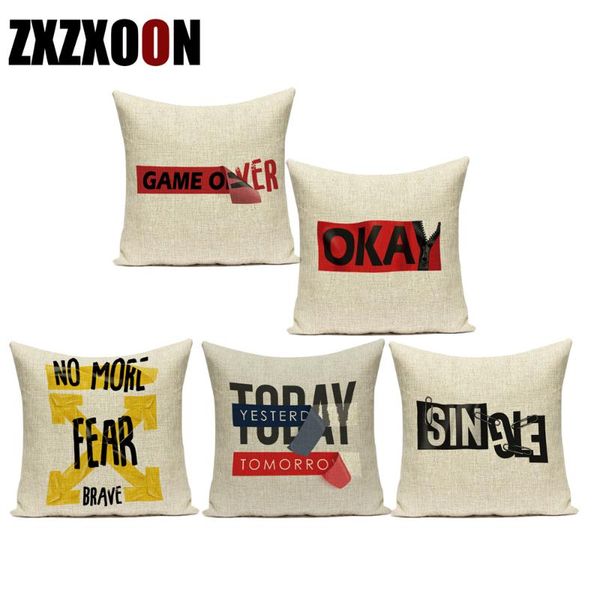 

cushion/decorative pillow decorative throw pillows case nordic red letter today yesterday tommorrow okay cotton linen sofa cushion cover for