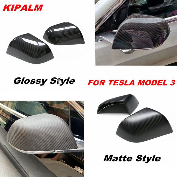 

1 pair rearview side mirror cap add on style real dry carbon fiber exterior mirrors cover for tesla model 3