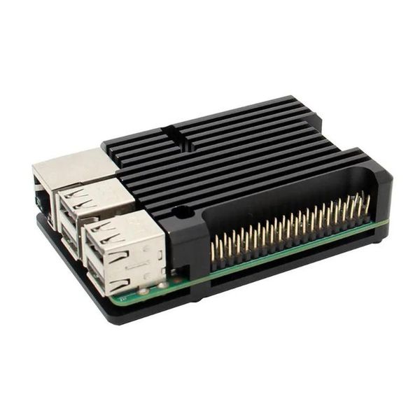 

raspberry pi 4/3 aluminum case with dual cooling fan metal shell black enclosure for rpi 4b/3b/3b+ lappads