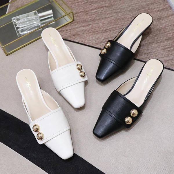 

slippers leather mules brand horsebit loafers woman lady fashion, Black