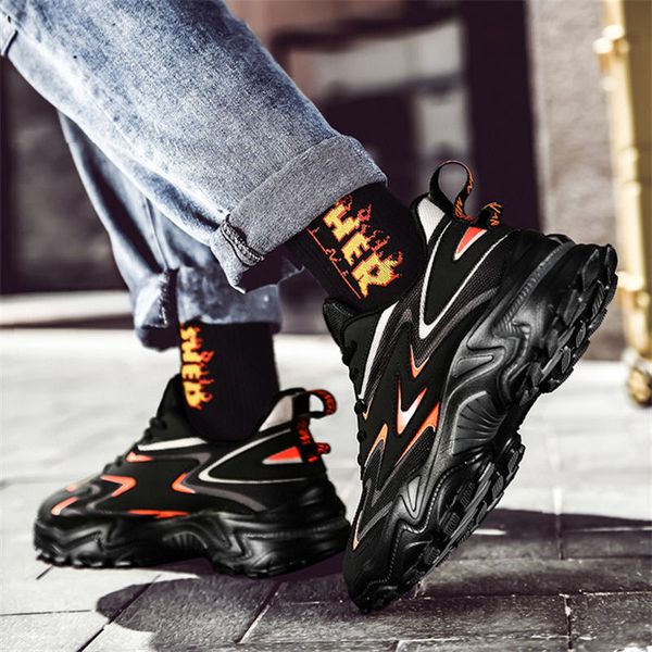 

2021 running shoes thick-soled tennis men white black summer korean fashion casual shoe large size breathable sneakers run-shoe #a00015