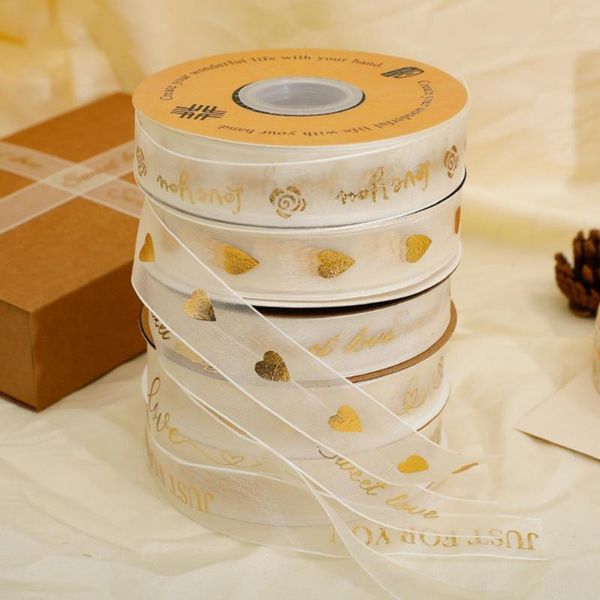 

party decoration 1 roll wrapping ribbon exquisite flower heart print multi-purpose diy decorative for crafts