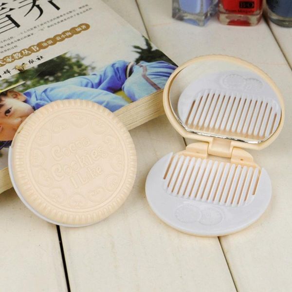 

compact mirrors 7pcs fashion chocolate cookies pocket mirror cosmetic with comb makeup accessories dark brown light