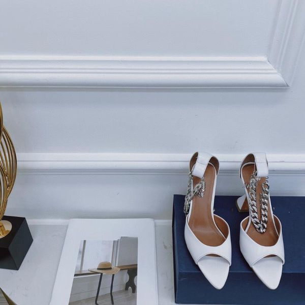 

sandals water drill chain high heels in spring and summer 2021, Black