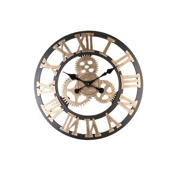 

creative 3d gear wall clock retro fashion decorative hanging art decor for home office living room bedroom (golde clocks