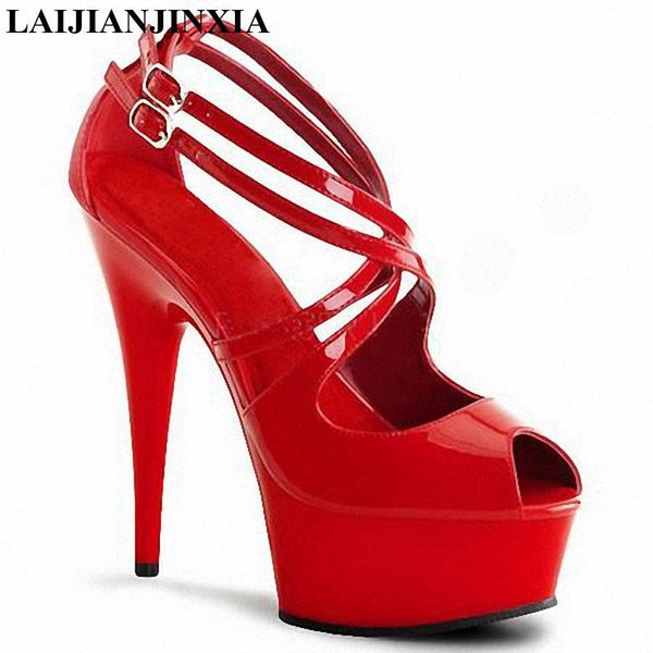 

dress shoes laijianjinxia summer women's platform high heel 15cm pole dancing sandals 6 inch exotic dancer wholesale, Black