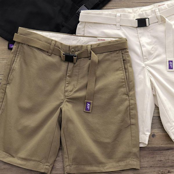 

men's shorts casual cargo japan style vintage sport run military simple solid color canvas straight loose clothes, White;black