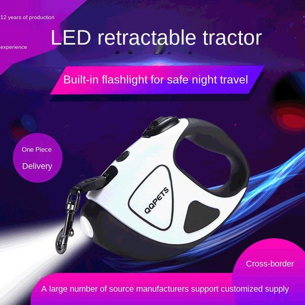 

fiber pet dog automatic retractable leash led luminous supplies collars & leashes
