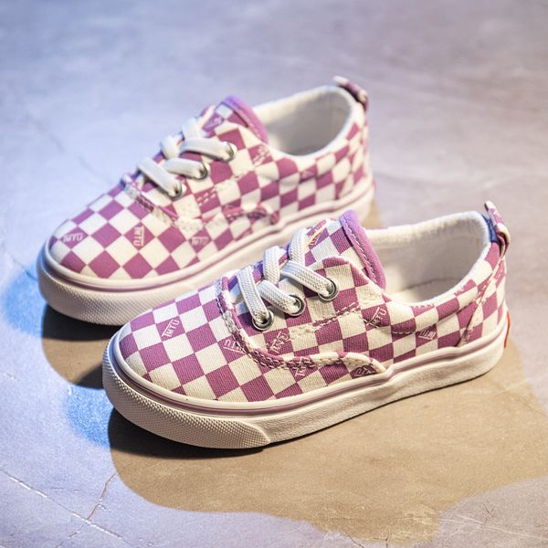 

childrens canvas shoes black and white lattice boys cloth shoes girls net red shoes trend board kids boys, Black;red