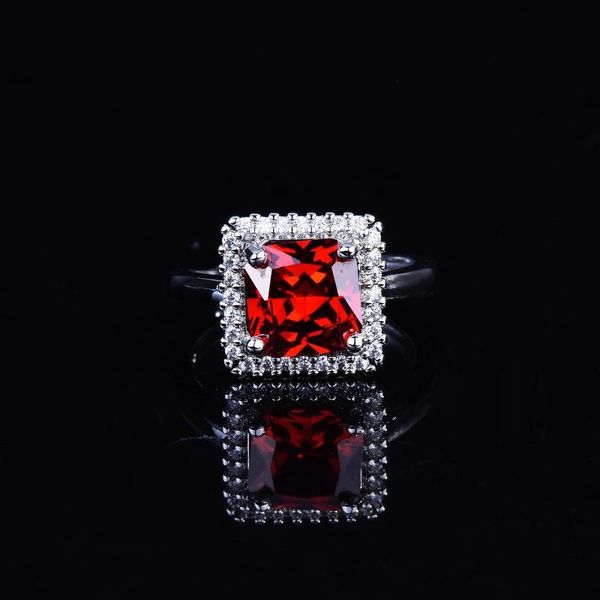 

cluster rings diwenfu 100% s925 silver ring women punk anillos de 925 jewelry red ruby gemstone wedding bands bizuteria open, Golden;silver