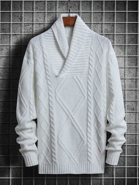 

men solid shawl neck sweater u5gu#, White;black
