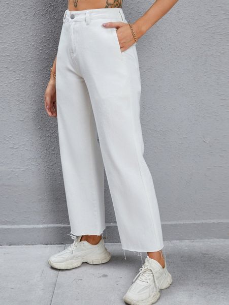 

slant pocket straight leg pants z1vz#, Black;white