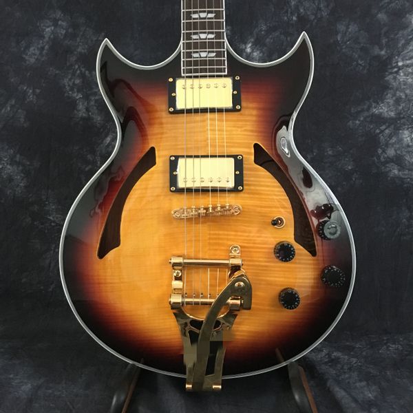 

style, custom jazz electric guitar, hollow body