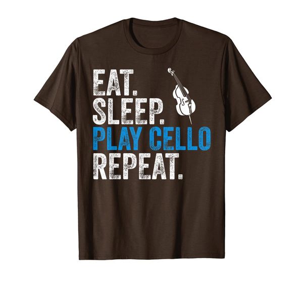 

eat sleep play cello repeat funny for music orchestra gift t-shirt, White;black