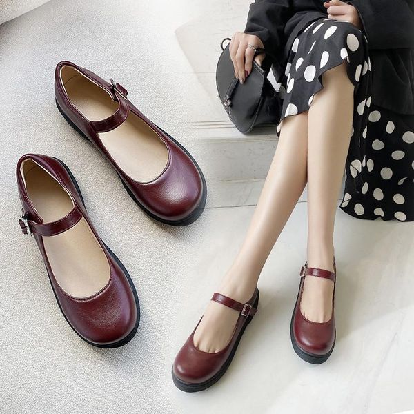 

dress shoes ymechic vintage rome student shallow mary jane low chunky heels black brown wine red heel pumps large size shoe spring