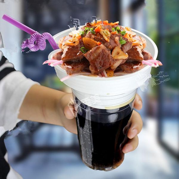 

100pcs net red transparent milk tea cup 500ml disposable coffee juice plastic cups birthday party favors drinking snack & straws