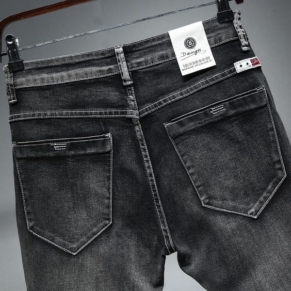 

men's jeans 2021 autumn winter style elastic force slim fit brand pants blue light trousers plus size 42 44 46