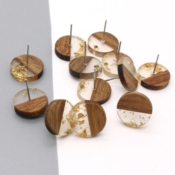 

stud 10pcs round gold foil earring base with hole accessory diy pendant connectors findings earrings linker pin jewelry part, Golden;silver