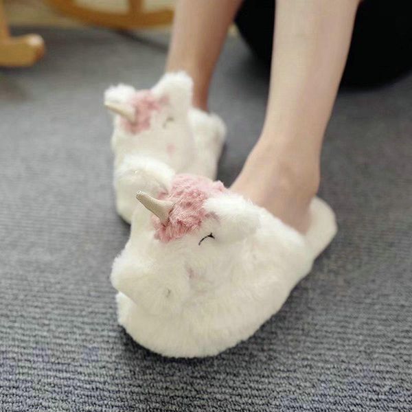 

slippers lovely cartoon women pantufa slipper 2021 winter indoor warm plush home pantuflas, Black