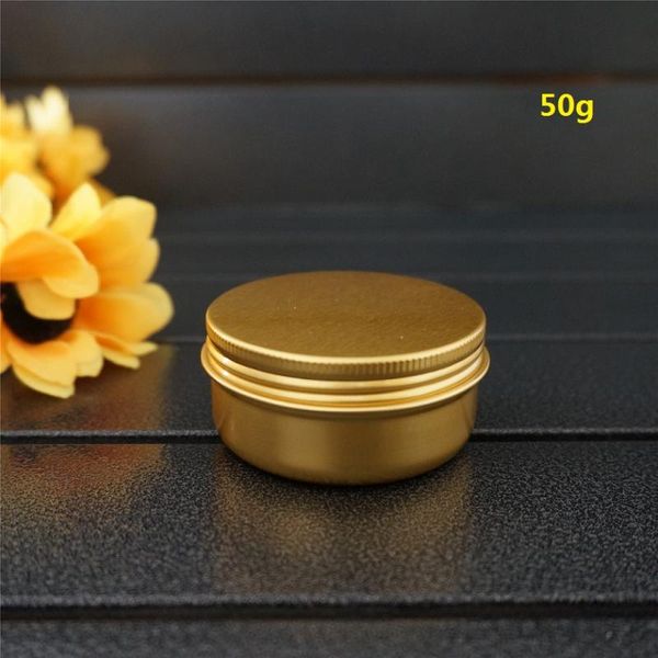 

storage bottles & jars 50g gold empty round aluminum box metal tin 50ml portable cream containers diy 56*27mm refillable jar tea pot