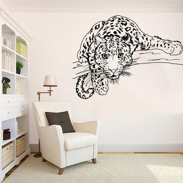 

wall stickers leopard on tree decals cheetah animals art wild cat sticker bedroom decor nursery pet murals b594