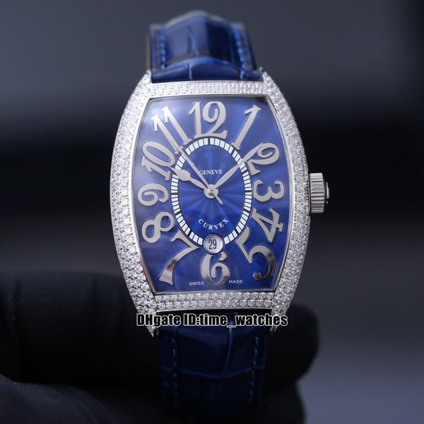 

cintrÃ©e curvex 8880 automatic mens watch diamond bezel blue dial 39.5mm gents sport watches leather strap 10 colors, Slivery;brown