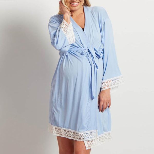 

maternity dresses style three quarter sleeve pregnant nightdress clothes nightgown for women, White