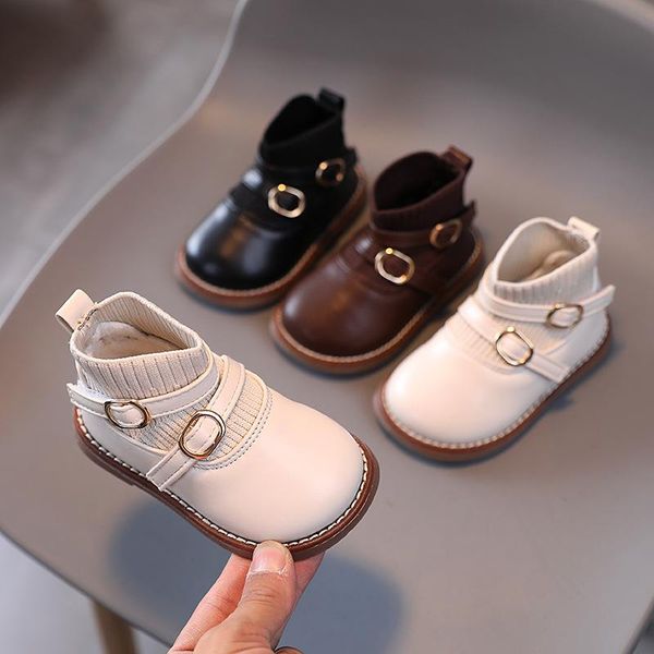 

first walkers girls' socks boots 2021 autumn winter children's plus velvet short two cotton shoes girls princess