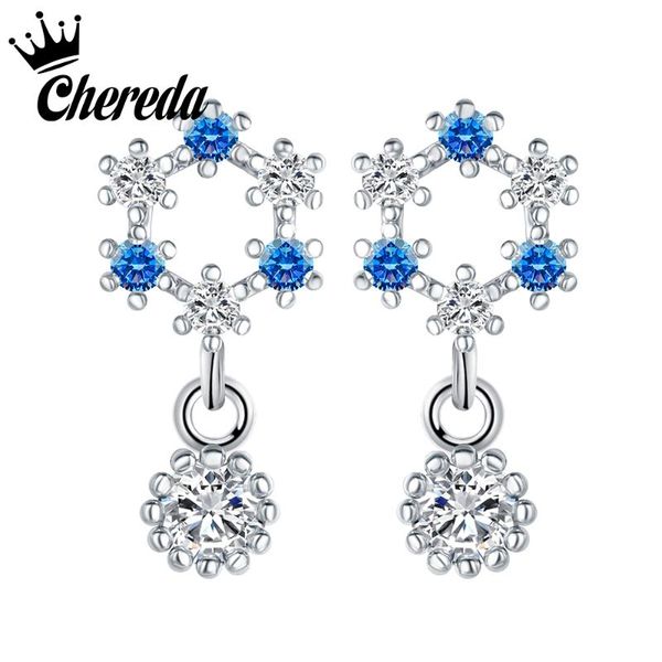 

stud chereda charm rhinestones wreath earrings for women blue color unique trendy earring wholesale price brincos jewelry, Golden;silver
